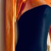 GK LgS ORANGE & NAVY MYSTIQUE ADULT SMALL GYMNASTICS DANCE CHEER LEOTARD Sz AS - Image 3