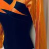 GK LgS ORANGE & NAVY MYSTIQUE ADULT SMALL GYMNASTICS DANCE CHEER LEOTARD Sz AS - Image 4