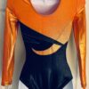 GK LgS ORANGE & NAVY MYSTIQUE ADULT SMALL GYMNASTICS DANCE CHEER LEOTARD Sz AS - Image 5