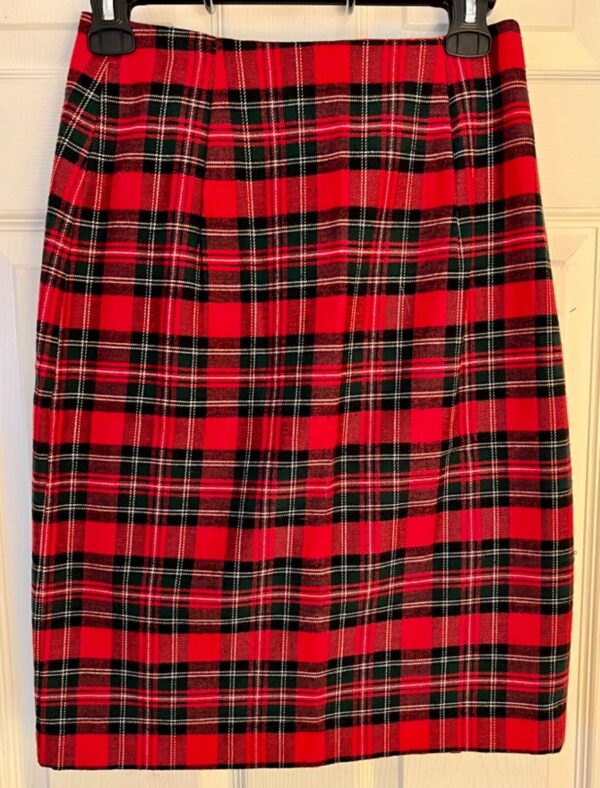 THE EAGLEâ€™S EYE LADIES SIZE 4 RED PLAID FRINGE WRAP WOOL COTTON SKIRT Sz 4 EUC! - Image 5