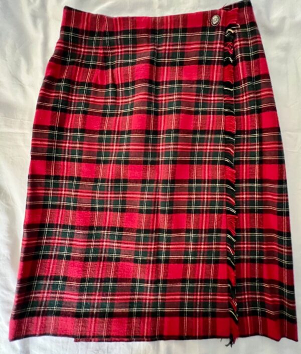 THE EAGLEâ€™S EYE LADIES SIZE 4 RED PLAID FRINGE WRAP WOOL COTTON SKIRT Sz 4 EUC! - Image 6