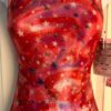 CARLY PATTERSON GK ADULT X-SMALL RED VELVET FOIL GYMNASTS TANK LEOTARD Sz AXS