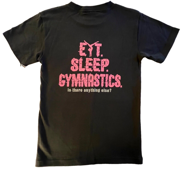 THE AUSSIE T CO. GK PINK â€œGYMNASTICSâ€¦â€ LADIES SMALL SSLV  BLACK COTTON T-SHIRT S - Image 4