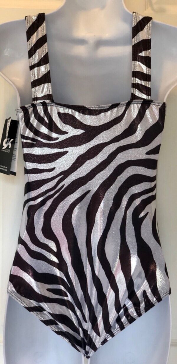 GK Elite WILD ZEBRA TANK ADULT SMALL POLY/SPANDEX FOIL GYMNASTS DANCE LEOTARD AS - Image 2