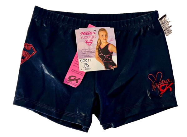 NASTIA LIUKIN SUPERGIRL MEDIUM NAVY MYSTIQUE RED CRYSTALS CHEER DANCE SHORTS M - Image 7