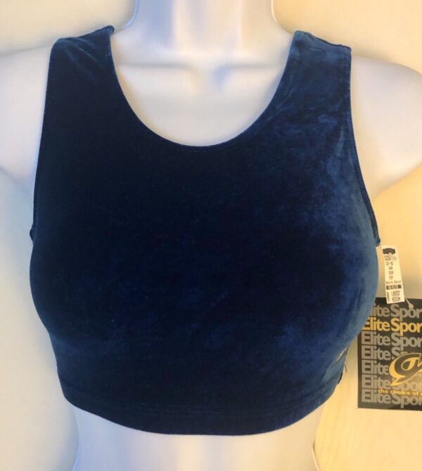 GK ELITE JAZZ DANCE CHEER ADULT MEDIUM ROYAL VELVET TANK CROP TOP Sz AM NWT!