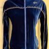 GK WARM UP JACKET LADIES X-SMALL SAPPHIRE VELVET FRONT ZIP HOODIE FOIL JEWELS XS