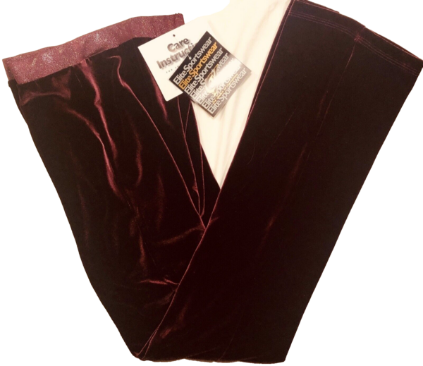 GK DANCE JAZZ LADIES MEDIUM WINE VELVET WINE TWILIGHT WAISTBAND PANTS SZ M NWT!