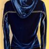 GK WARM UP JACKET LADIES X-SMALL SAPPHIRE VELVET FRONT ZIP HOODIE FOIL JEWELS XS - Image 6