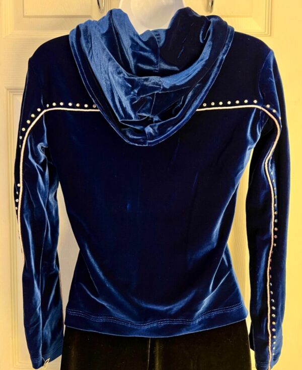 GK WARM UP JACKET LADIES X-SMALL SAPPHIRE VELVET FRONT ZIP HOODIE FOIL JEWELS XS - Image 6