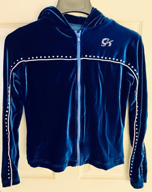 GK WARM UP JACKET LADIES X-SMALL SAPPHIRE VELVET FRONT ZIP HOODIE FOIL JEWELS XS - Image 7