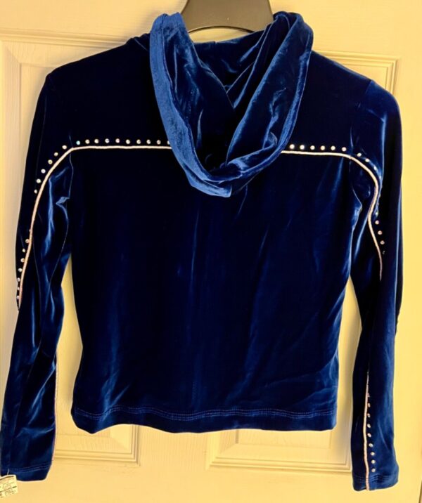 GK WARM UP JACKET LADIES X-SMALL SAPPHIRE VELVET FRONT ZIP HOODIE FOIL JEWELS XS - Image 8