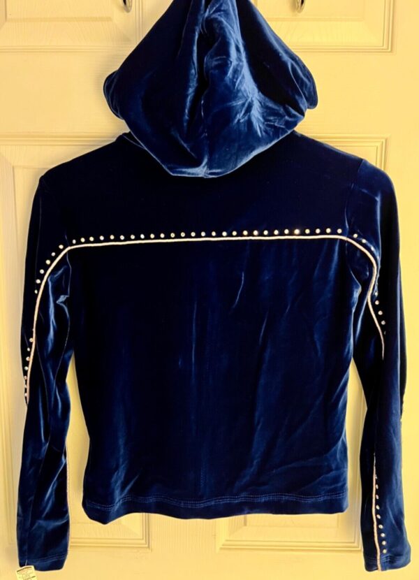 GK WARM UP JACKET LADIES X-SMALL SAPPHIRE VELVET FRONT ZIP HOODIE FOIL JEWELS XS - Image 9