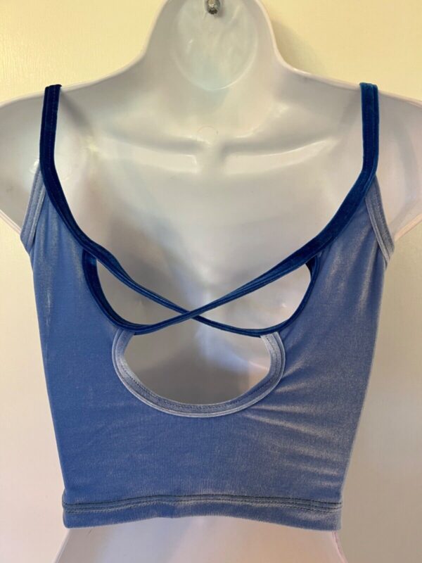 GK DANCE JAZZ TOP ADULT SMALL BLUE VELVET X-BACK STRAPS CAMISOLE Sz AS NWT! - Image 6