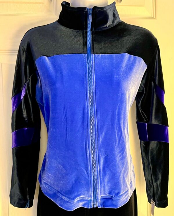 GK WARM UP JACKET LADIES X-SMALL PURPLE BLACK VELVET FRONT ZIP DANCE SKATE XS