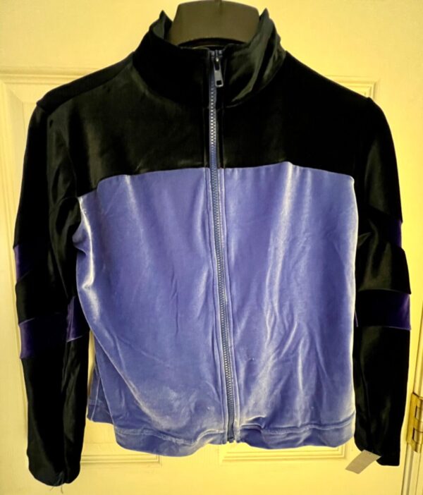 GK WARM UP JACKET LADIES X-SMALL PURPLE BLACK VELVET FRONT ZIP DANCE SKATE XS - Image 8