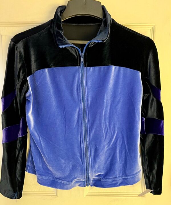 GK WARM UP JACKET LADIES X-SMALL PURPLE BLACK VELVET FRONT ZIP DANCE SKATE XS - Image 9