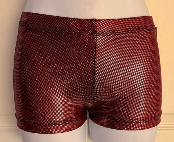 GK RED SHIMMER ADULT X-SMALL MICRO MINI FOIL GYMNAST DANCE WORKOUT SHORTS SZ XS - Image 3