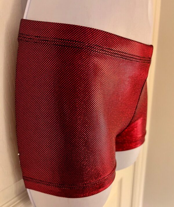 GK RED SHIMMER ADULT X-SMALL MICRO MINI FOIL GYMNAST DANCE WORKOUT SHORTS SZ XS - Image 4