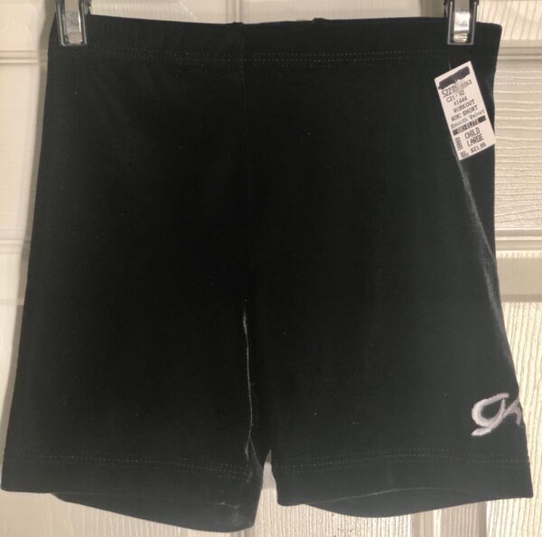 GK BLACK VELVET CHILD LARGE MICRO MINI WORKOUT DANCE GYMNASTICS CHEER SHORTS CL - Image 5