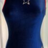 GK SAPPHIRE VELVET ADULT SMALL RACERBACK RED TRIM JA GYMNAST DANCE LEOTARD Sz AS