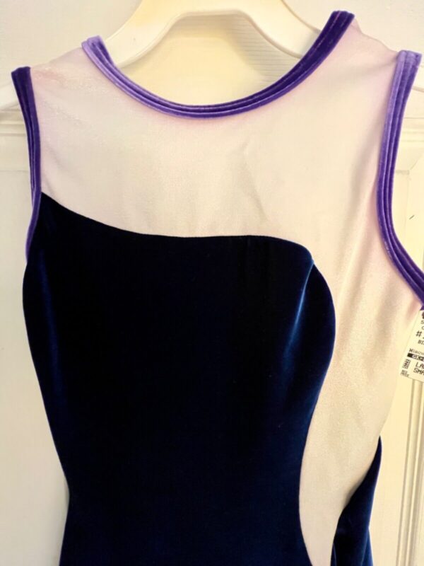 GK BIKETARD ADULT SMALL BLUE PURPLE VELVET WHITE FOIL DANCE GYMNASTIC TANK S - Image 7