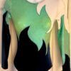 GK LgSLV ADULT SMALL WHITE GREEN FOIL NAVY VELVET GYMNASTICS DANCE LEOTARD SZ S