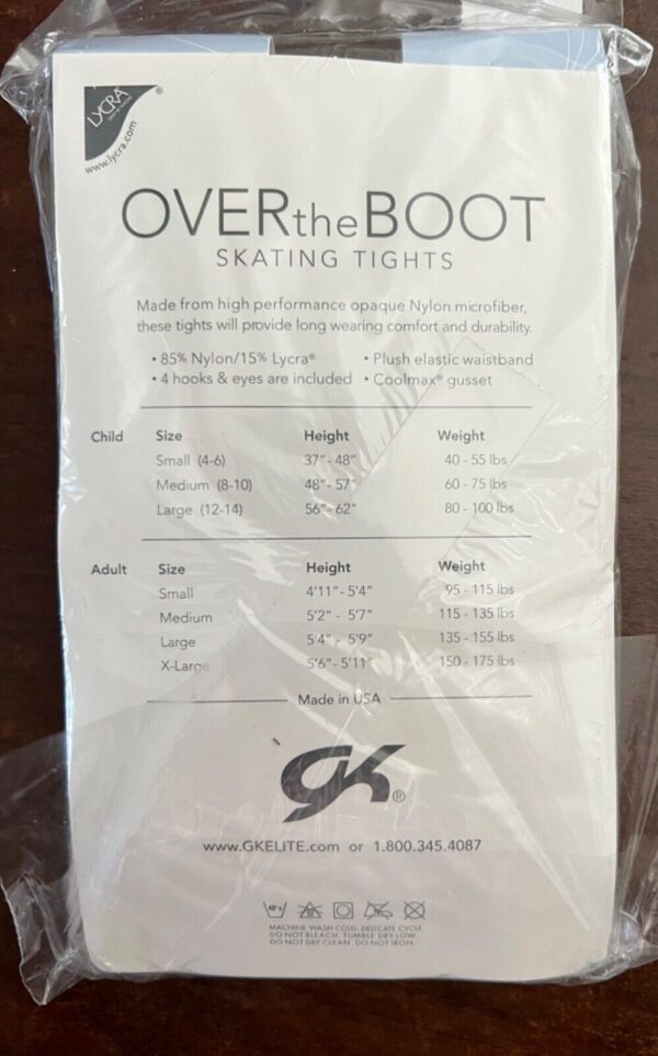 GK Elite OVER the BOOT ADULT LARGE SUNTAN MICROFIBER SKATING TIGHTS Sz AL NWT! - Image 2