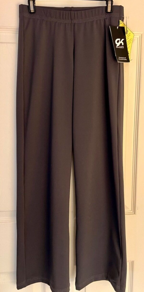 GK GRAY WARM-UP PANTS CHILD LARGE DRY TECH LOW RISE FITTED GYNMNASTS CHEER SZ L - Image 3