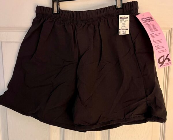 GK BLACK NYLON BOXER SHORTS CHILD UNISEX LARGE GYMNASTIC RUNNING ACTIVEWEAR SZ L - Image 3