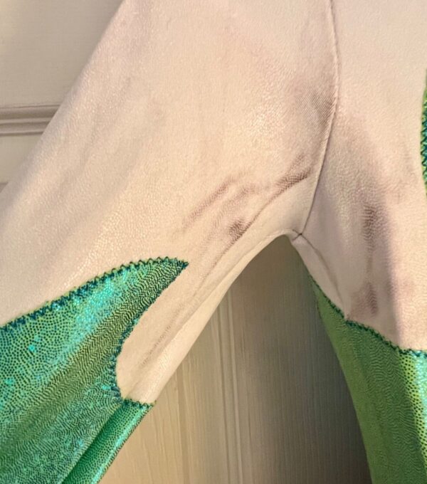 GK LgSLV ADULT SMALL WHITE GREEN FOIL NAVY VELVET GYMNASTICS DANCE LEOTARD SZ S - Image 5