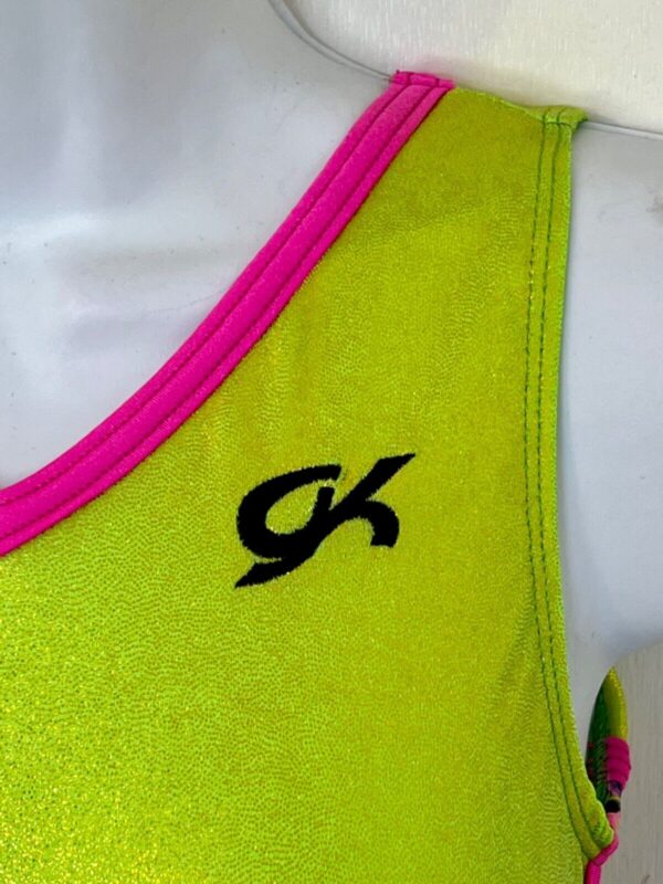 GK LEMONLIME MYSTIQUE ADULT X-SMALL ZOO PRINT FOIL GYMNASTICS DANCE LEOTARD AXS - Image 2