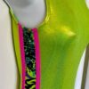 GK LEMONLIME MYSTIQUE ADULT X-SMALL ZOO PRINT FOIL GYMNASTICS DANCE LEOTARD AXS - Image 3