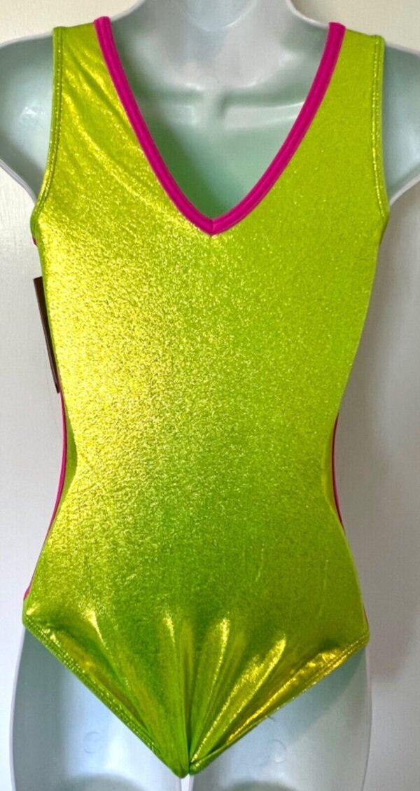 GK LEMONLIME MYSTIQUE ADULT X-SMALL ZOO PRINT FOIL GYMNASTICS DANCE LEOTARD AXS - Image 7