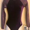 GK LgSLV LADIES X-SMALL EGGPLANT VELVET GLITTER GYMNASTICS DANCE LEOTARD AXS NWT