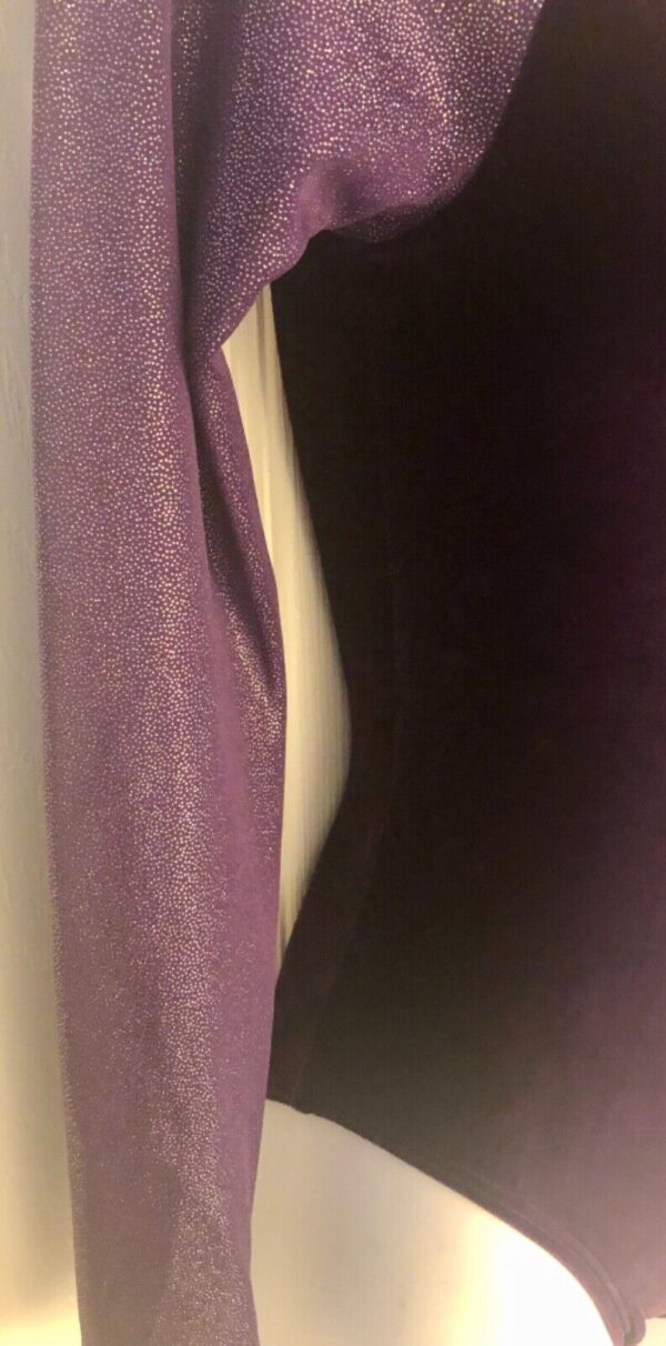 GK LgSLV LADIES X-SMALL EGGPLANT VELVET GLITTER GYMNASTICS DANCE LEOTARD AXS NWT - Image 3