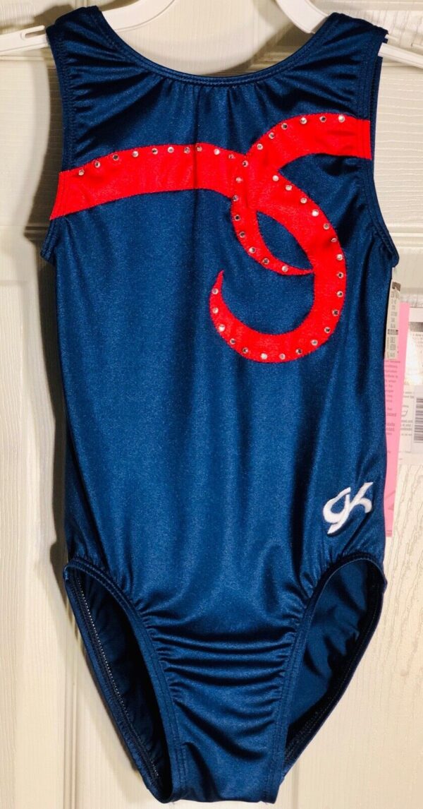 GK Elite TANK CHILD MEDIUM NAVY RED N/S JA GYMNASTICS DANCE CHEER LEOTARD NWT