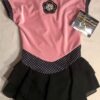 GK ICE SKATE GIRLS SMALL CAP SLEEVE PINK VELVET BLACK POLKA DOT RUFFLE DRESS CS - Image 3