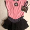 GK ICE SKATE GIRLS SMALL CAP SLEEVE PINK VELVET BLACK POLKA DOT RUFFLE DRESS CS - Image 4