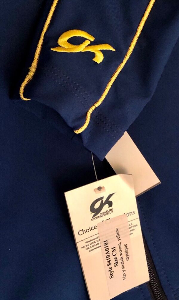 GK WARM UP JACKET CHILD MEDIUM STRETCH WOVEN NAVY YELLOW FOIL ORIG $168.99!  CM - Image 3