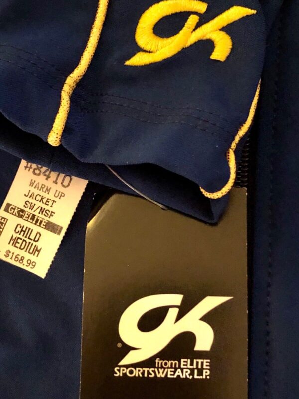 GK WARM UP JACKET CHILD MEDIUM STRETCH WOVEN NAVY YELLOW FOIL ORIG $168.99!  CM - Image 4