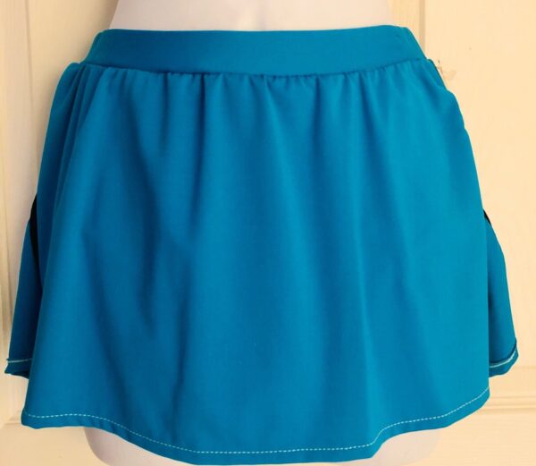 GK ICE FIGURE SKATE ADULT SMALL PULL-ON TURQUOISE SKIRT MICROFIBER BLACK TRIM AS