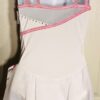 GK FIGURE SKATE ADULT SMALL WHITE VELVET FAUX WRAP ASYM JA PINK TRIM DRESS AS - Image 3