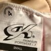 GK FIGURE SKATE ADULT SMALL WHITE VELVET FAUX WRAP ASYM JA PINK TRIM DRESS AS - Image 9