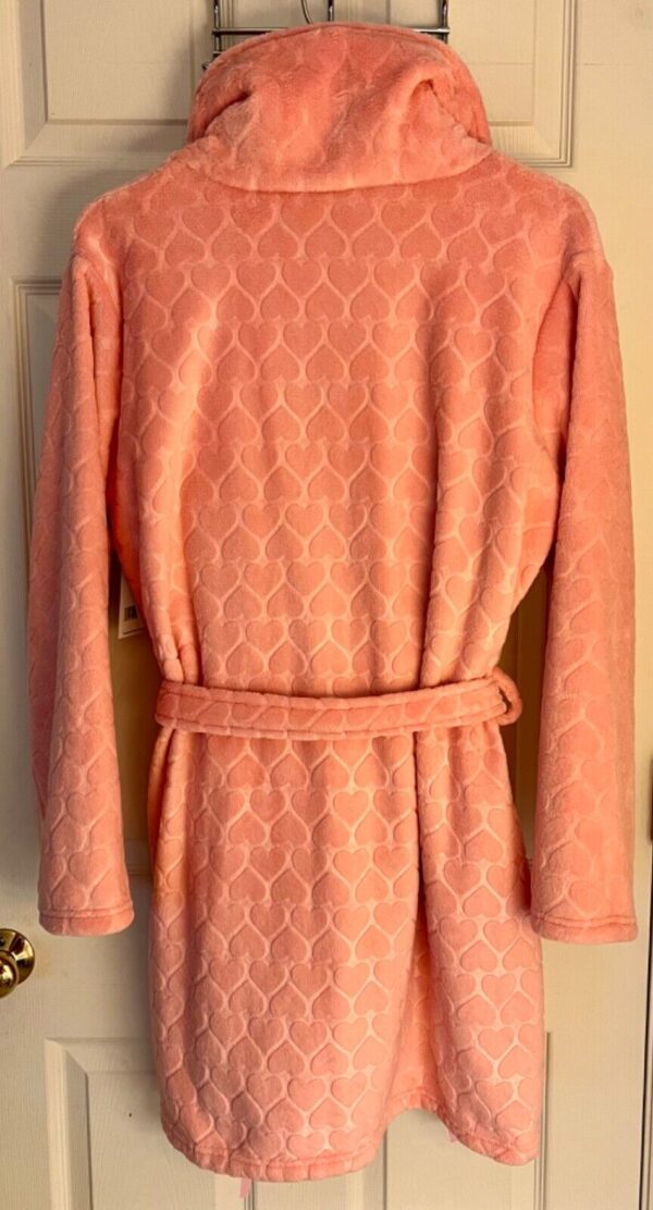 Rene Rofe Sleepwear Women's Medium Peony Hearts Plush Knee Length Robe Sz M - Image 8