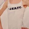 GK CAMISOLE PJ TOP ADULT MEDIUM NAVY SKATE GRAPHIC WHITE COTTON TRIM SZ M NWT!