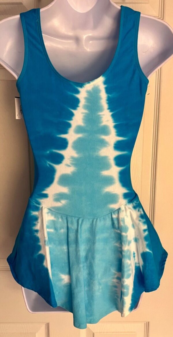 GK ICE SKATE ADULT SMALL TURQUOISE "RACER" TIE-DYE COTTON/LYCRA TANK DRESS SZ S - Image 8