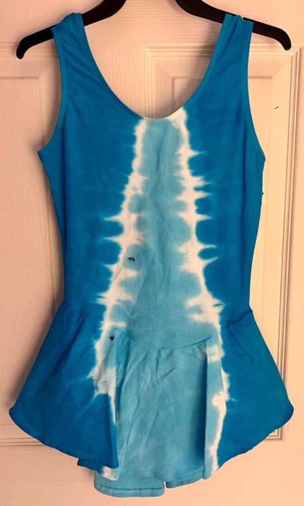 GK ICE SKATE ADULT SMALL TURQUOISE "RACER" TIE-DYE COTTON/LYCRA TANK DRESS SZ S - Image 9