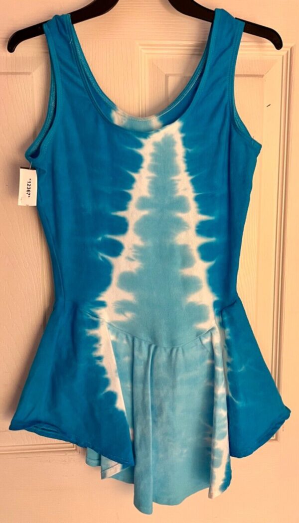 GK ICE SKATE ADULT SMALL TURQUOISE "RACER" TIE-DYE COTTON/LYCRA TANK DRESS SZ S - Image 10