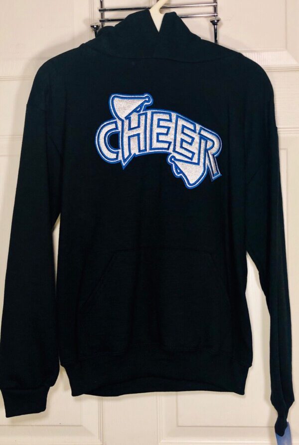 GK ELITE CHEER GIRLS LARGE HOODIE GLITZY LOGO SWEATSHIRT BLACK Sz CL NWT!